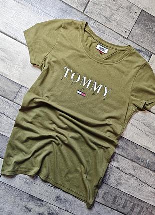 Жіноча бавовняна оливкова футболка tommy jeans розмір м