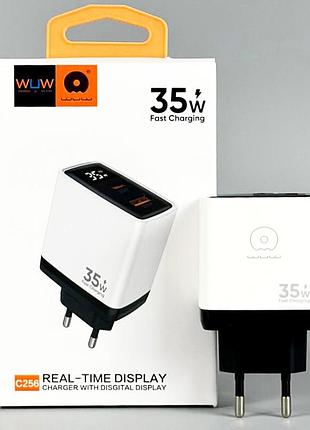 Сетевое зарядное устройство wuw c256 быстрая зарядка pd 35 вт и usb-а 25 вт.