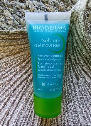 🩵миниатюра bioderma sebium gel moussant мягкий гель для умывания жирной, комбинированной и проблемной кожи