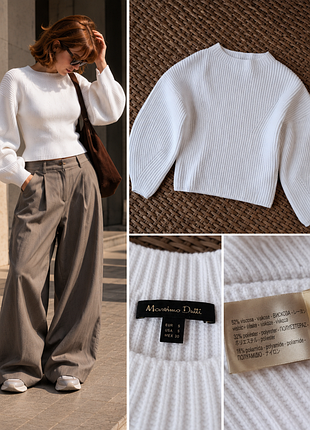 Белый укороченный свитер massimo dutti / boat neck / воротник-лодочка / s