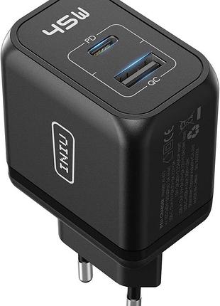 Iniu ai 623 - зарядний пристрій на 45 вт, 2-портовий usb-c та usb-a, швидка зарядка для ноутбука, телефона