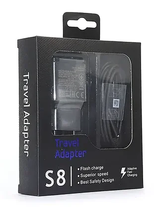 Зарядний пристрій 220в 2,0а 15вт 5в usbx1 з кабелем usb - type-c fast charger 15вт samsung s8