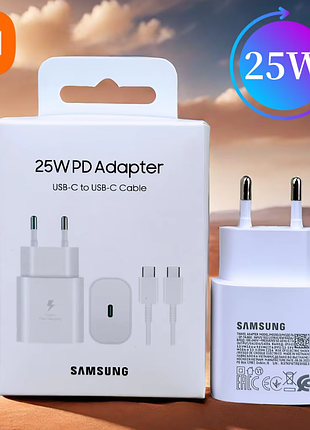 Быстрая зарядка samsung 25вт блок + кабель 3а type c - type c, (ep-ta800) 25w оригинал!