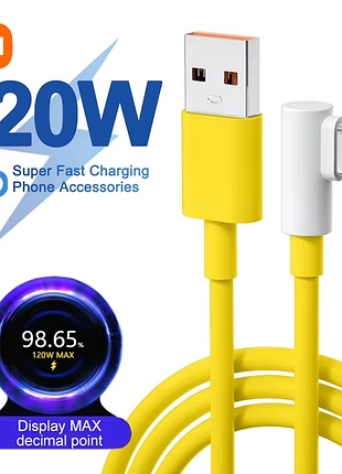 Кабель xiaomi usb type-c жовтий 6a для турбо зарядки 33w, 45w, 67w, 90w, 120w. оригінал! - 180 см.
