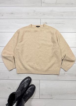 Базовий вовняний светр uniqlo premium wool (розмір l) бежевий джемпер