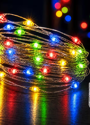 Светодиодная гирлянда-нить роса usb 20 м 200 led мультиколор 8 режимов