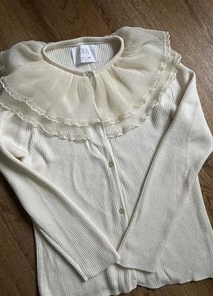 Кардиган для дівчинки zara молочний 140 см