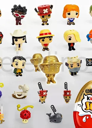 Фигурки от kinder joy funko pop one piece ван пес, луффи, крокодайл, зеро