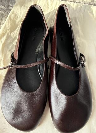 Балетки жіночі massimo dutti бордові, розмір 37, матеріал овеча шкіра