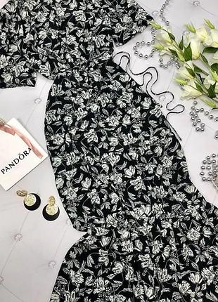 Довга жіноча сукня primark у квітковий принт чорно-біла розмір l