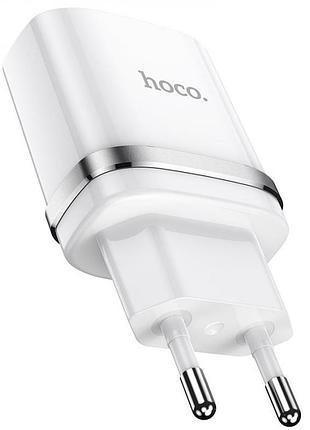 Сзу hoco n1 1usb/2.4a + usb - lightning 12pc, зарядний пристрій, білий