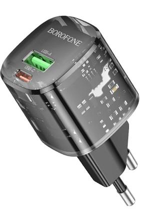 Мзп borofone bn17 sunlight pd20w+qc3.0 (1usb-a/1c) transparent black