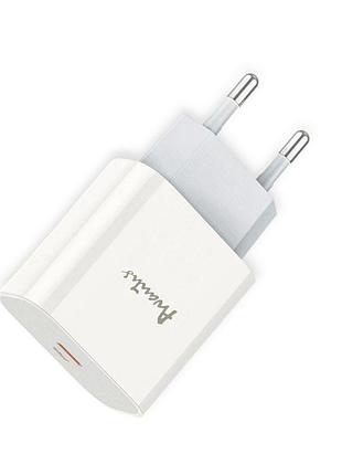 Зарядка от cети 220в на type c 3.0a, qc 20w, белая