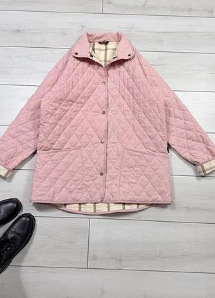 Стьобана демісезонна курточка barbour burdale quilt в ніжно-рожевому пудровому кольорі р.l