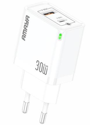 Сзу amaya e46d pd30w+qc3.0 gan (1usb-a/1c) white