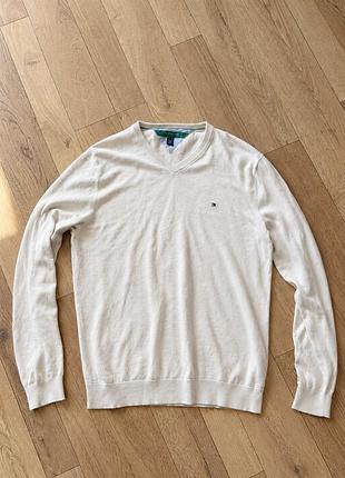 Светр чоловічий tommy hilfiger бежевий бавовняний xl