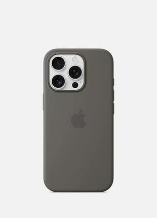 Оригинальный/официальный силиконовый чехол/обложка для apple iphone 16 pro – серый цвет – новый