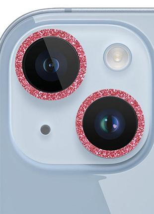 Захисне скло metal sparkles на камеру (у упак.) для apple iphone 15 (6.1") / 15 plus (6.7") червоний / red