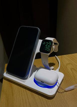 Беспроводное зарядное устройство 3в1 100 вт для iphone/беспроводная зарядка для apple watch,airpods,iphone