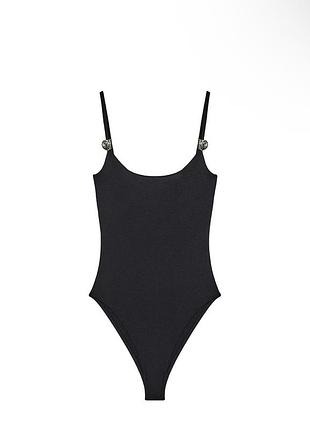 Новий жіночий бодік з металевою фурнітурою чорний zara