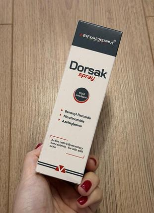 Протизапальний спрей-концентрат для шкіри з акне braderm dorsak spray (100 мл).