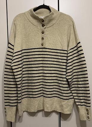 Новий оверсайз светр zara в смужку з вовною, розмір xl опис: продаю новий трендовий в'язаний светр від бренду zara.