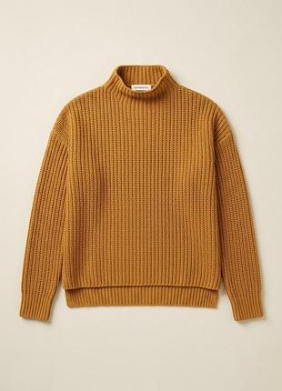 Женский теплый свитер / гольф selected femme, горчичный цвет, оверсайз