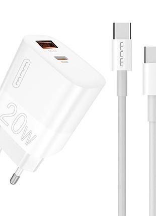 Сетевое зарядное устройство + кабель type-c to type-c быстрая зарядка pd20w+qc3.0 wuw t83