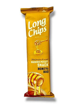 Картопляні чипси long chips honey & bbq 75 г (пластинки зі смаком меду та барбекю)