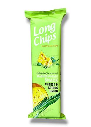 Картопляні чипси long chips cheese & spring onion 75 г (пластинки зі смаком сиру та зеленої цибулі)