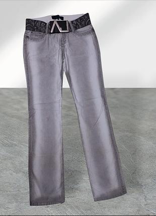 Жіночі сірі джинси a.m.n. jeans р. 29, мереживний пояс-резинка (made in italy)