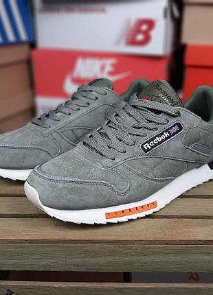 Мужские качественные и стильные кроссовки reebok classic army green хаки зеленоватый