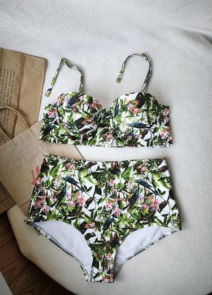 Брендовый купальник с высокими плавками topshop р. м чашка в-с