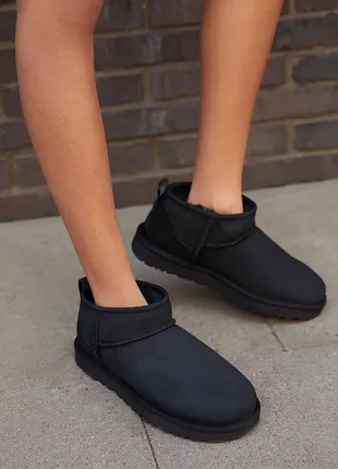 Мужские угги ультра мини черные замшевые ugg classic ultra mini black suede