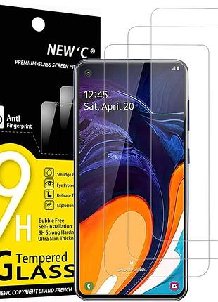 Защитное стекло new'c pack of 3 для samsung galaxy a60/m40 прозрачное 9h 0.33 мм hd олеофобное устойчивое к