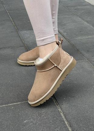 Жіночі уггі ультра міні замш беж пісочні ugg ultra mini sand beige suede