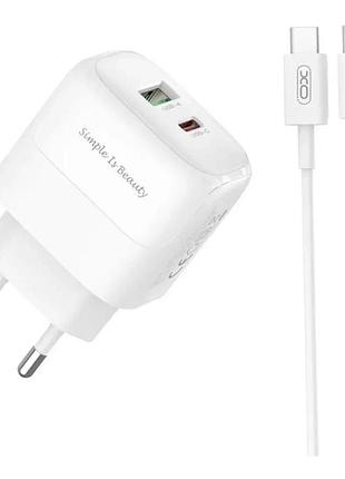 Зарядное устройство с кабелем type-c to type-c быстрая зарядка pd20w + qc18w xo l137