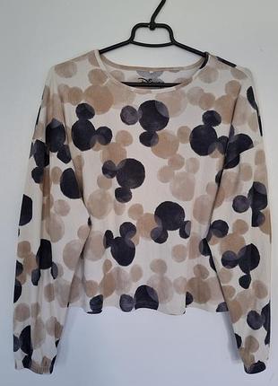 ​новий лонгслів в рубчик disney primark xs / бежева кофта оверсайз з міккі маусом