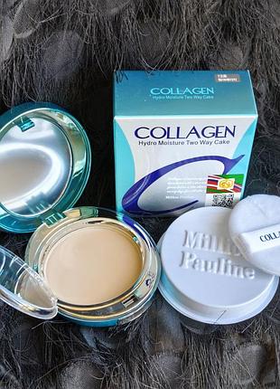 Компактная увлажняющая пудра и рефил с коллагеном collagen hydro spf 25 с запасным блоком