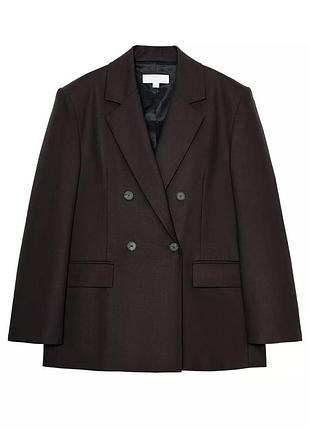 Піджак жіночий zara oversize double-breasted blazer коричневий