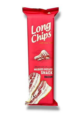 Картопляні чипси long chips bacon 75 г (пластинки зі смаком бекону)