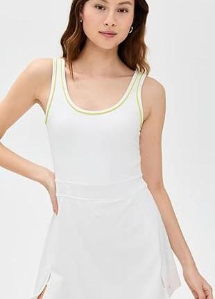 Спортивное платье для тенниса и тренировок splits59 martina rigor dress white/chartreuse, размер s