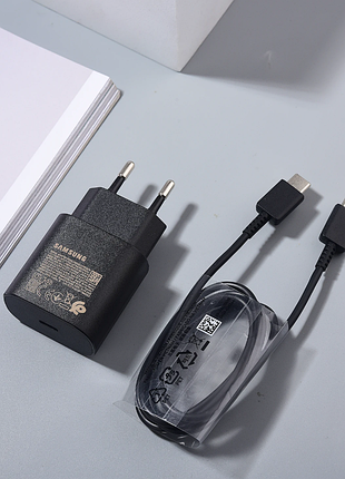 Быстрая зарядка samsung 25вт блок + кабель 3а type c - type c, (ep-ta800) 25w оригинал! без коробки