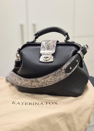 Сумка жіноча katerina fox шкіряна чорна з анімалістичним принтом