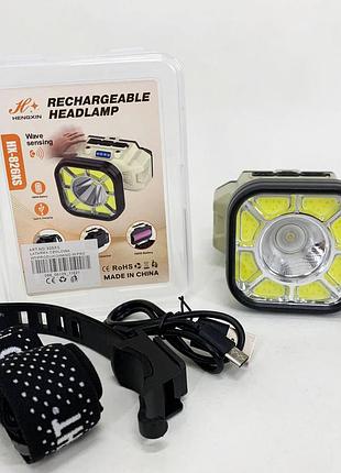 Налобный фонарь для сто 826x-xpe+8cob(white+red) 1x18650, головной фонарь для активного отдыха yk-67