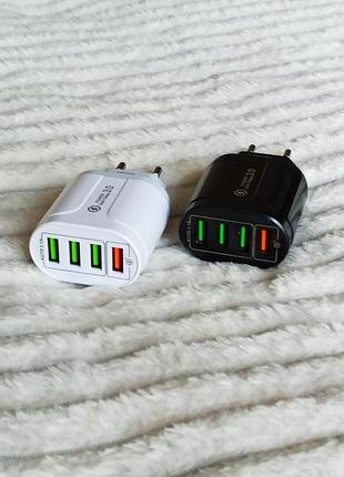 Сетевое зарядное устройство блок быстрой зарядки с подсветкой 4 usb порта 48 w 3 a зарядное устройство