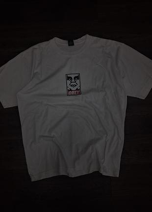 Оригинальная белая футболка obey icon face / мужская футболка обей в идеале