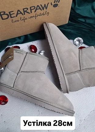 Bearpaw оригінал замшеві сіро-бежеві короткі жіночі угги сліпери великого розміру на платформі