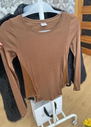 Лонгслів жіночий zara базовий коричневий