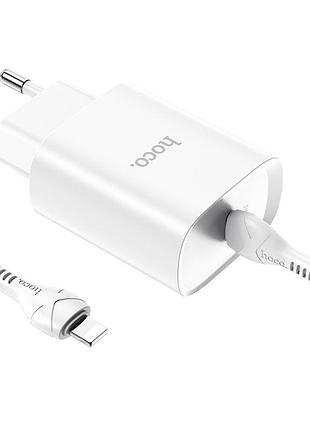 Сетевое зарядное устройство hoco n14, pd 20w, с кабелем type-c to lightning